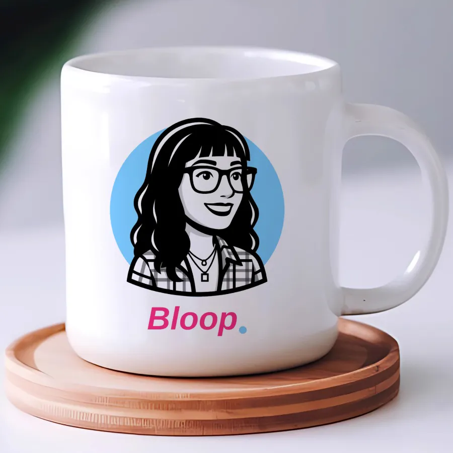Un mug avec le portrait de Zoé en style Avatar Ink.